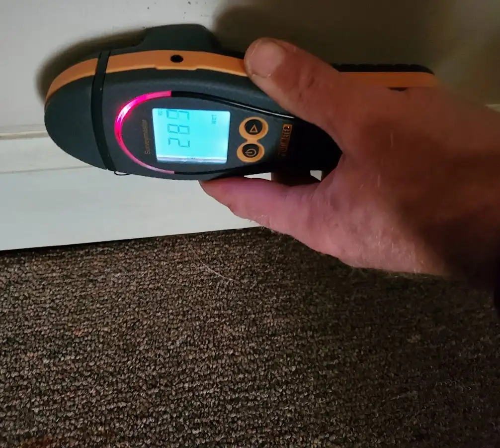 Moisture detection at baseboard during Sewage Cleanup & Sanitation in Arizona City